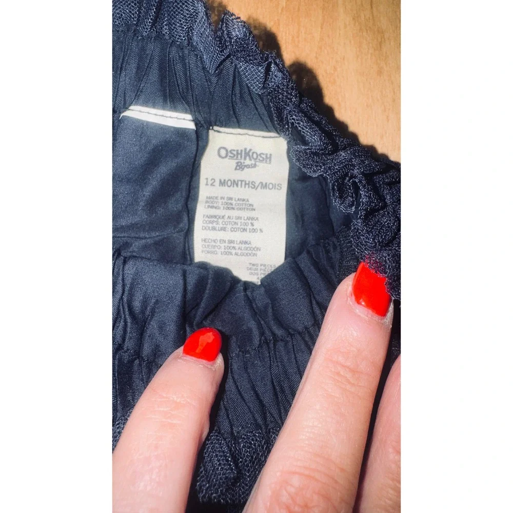 OshKosh B'gosh Baby Girls Navy‎ Blue Sparkle Tulle Skirt Size 12 Months